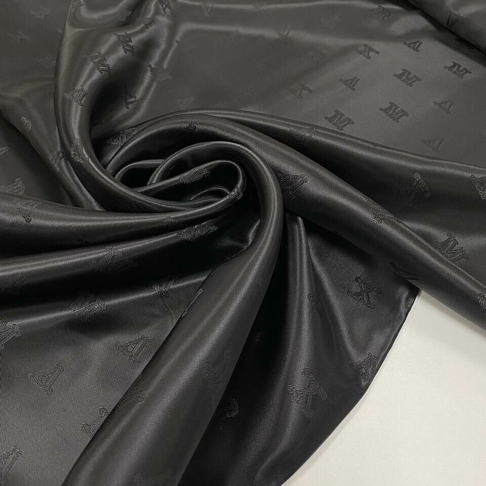 Подкладочная ткань вискоза Макс Мара черный с буквами