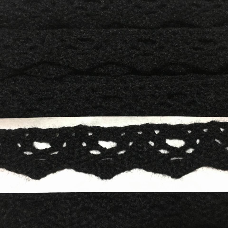 Кружево вязаное черное узкое